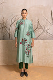 Mint Silk Chanderi Floral Boota Printed Tunic (1 PC)