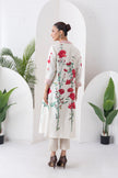 Ivory Silk Chanderi Front Open Printed Dress (1 PC)