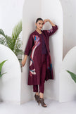 Chocolate Brown Silk Chanderi Printed Dress (1 PC)