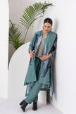 Sage Green Viscose Dupion Printed Dress (1 PC)