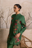 Green Silk Chanderi Floral Printed Shirt Style Tunic (1 PC)