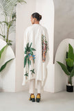 Ivory Silk Chanderi Elephant And Tropical Foliage Printed Kaftan (1 PC)