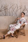 Ivory Silk Chanderi Floral Printed tunic (1 PC)