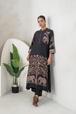 Black Silk Chanderi Rich Folk-Inspired Printed Tunic (1 PC)