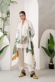 Ivory Silk Chanderi Folk Tale Printed Kaftan (1 PC)