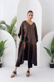 Shades Of Brown Viscose Dupion Printed Kaftan (1 PC)