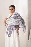 Ivory Thin Chanderi Wisteria Printed Stole (1 PC)