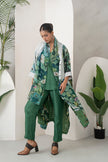 Ivory Silk Chanderi Vivid Garden Illustration Printed Kaftan (1 PC)