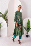 Sage Green Silk Chanderi Printed Front Pleat Tunic (1 PC)