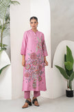 Salmon Pink Silk Chanderi Printed Intricate Bird And Floral Printed Tunic (1 PC)