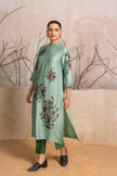 Mint Silk Chanderi Floral Boota Printed Tunic (1 PC)