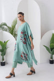 Mint Silk Chanderi Chintz Printed Kaftan (1 PC)