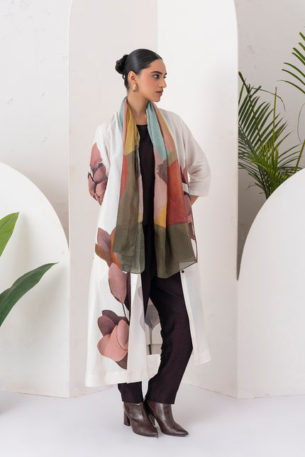 Multicoloured Thin Chanderi Printed Stole (1 PC)