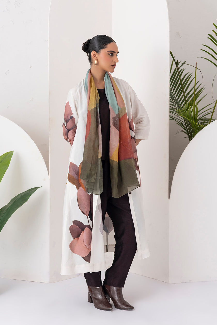 Multicoloured Thin Chanderi Printed Stole (1 PC)