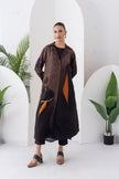 Shades Of Brown Viscose Dupion Printed Front Open Dress (1 PC)