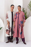 Ivory Viscose Dupion Leaf Printed Dress (1 PC)