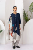 Blue & Ivory Viscose Dupion Printed Tunic (1 PC)