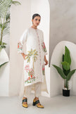 Ivory Silk Chanderi Miniature Art Printed High-Low Dress (1 PC)
