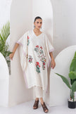 Ivory Silk Chanderi Floral Printed Kaftan (1 PC)