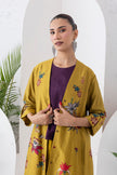 Mustard Silk Chanderi Printed High-Low Dress (1 PC)