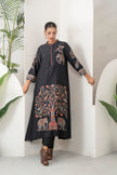 Black Silk Chanderi Rich Folk-Inspired Printed Tunic (1 PC)