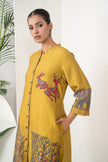 Mustard Silk Chanderi Traditional Inspired Printed Dress (1 PC)
