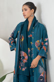 Indigo Silk Chanderi Playful Aquatic Motif Printed Dress (1 PC)