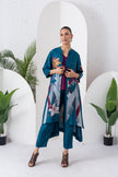 Indigo Silk Chanderi Printed High-Low Dress (1 PC)