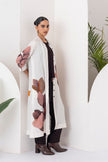 Ivory Viscose Dupion Leaf Printed Dress (1 PC)