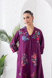 Wine Silk Chanderi Printed High-Low Dress (1 PC)