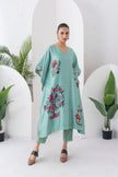 Mint Silk Chanderi Chintz Printed Kaftan (1 PC)