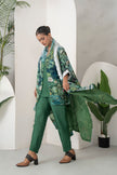 Ivory Silk Chanderi Vivid Garden Illustration Printed Kaftan (1 PC)