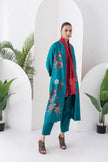 Emerald Silk Chanderi Floral Printed Front-Zip Dress (1 PC)