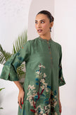 Sage Green Silk Chanderi Printed Front Pleat Tunic (1 PC)