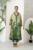 Shades Of Green Silk Chanderi Lush Jungle Printed Dress (1 PC)