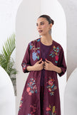 Chocolate Brown Silk Chanderi Printed High-Low Dress (1 PC)