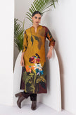 Mustard & Brown Viscose Dupion Printed Tunic (1 PC)