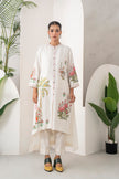Ivory Silk Chanderi Miniature Art Printed High-Low Dress (1 PC)
