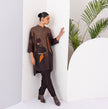 Shades Of Brown Viscose Dupion Printed Shirt Style Tunic (1 PC)
