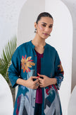 Indigo Silk Chanderi Printed High-Low Dress (1 PC)