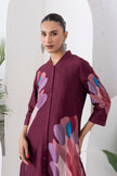 Chocolate Brown Silk Chanderi Printed Dress (1 PC)