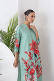 Mint Green Silk Chanderi Bloom-Inspired Printed Tunic (1 PC)