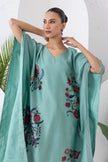 Mint Silk Chanderi Chintz Printed Kaftan (1 PC)
